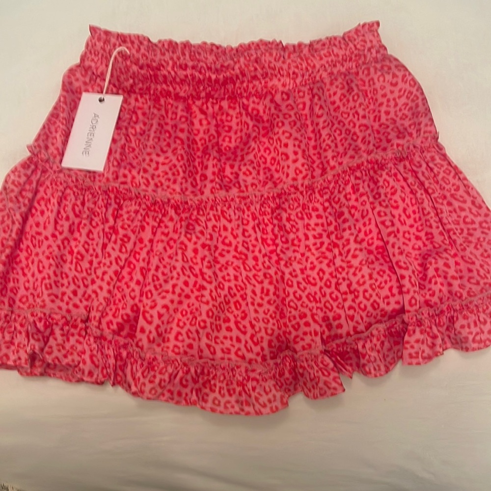 NWT elastic waist silky pink cheetah skirt